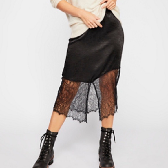 Free People Dresses & Skirts - NWT Free People Althea Black Lace Slip Skirt XS